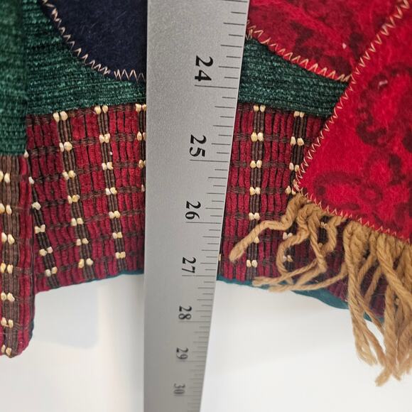 Vintage Christmas Cardigan Womens 2X Green Embroidered Snowman Cottage Granny - Picture 12 of 13